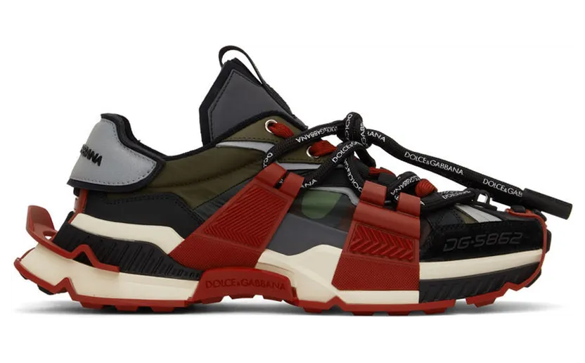 Dolce & Gabbana Red & Green Militare Space Sneakers (CS1963 AQ717)