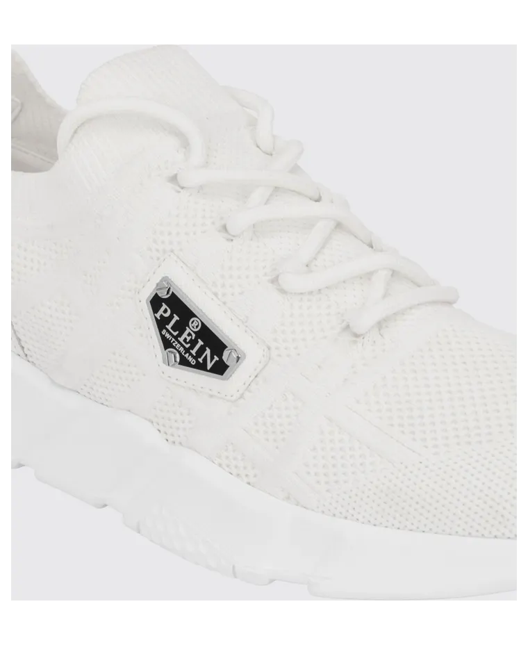 Philipp plein Low-Top Technical Mesh Sneakers with Elasticized Ankle White (UAFSUSC1076PTE003N01) (3)