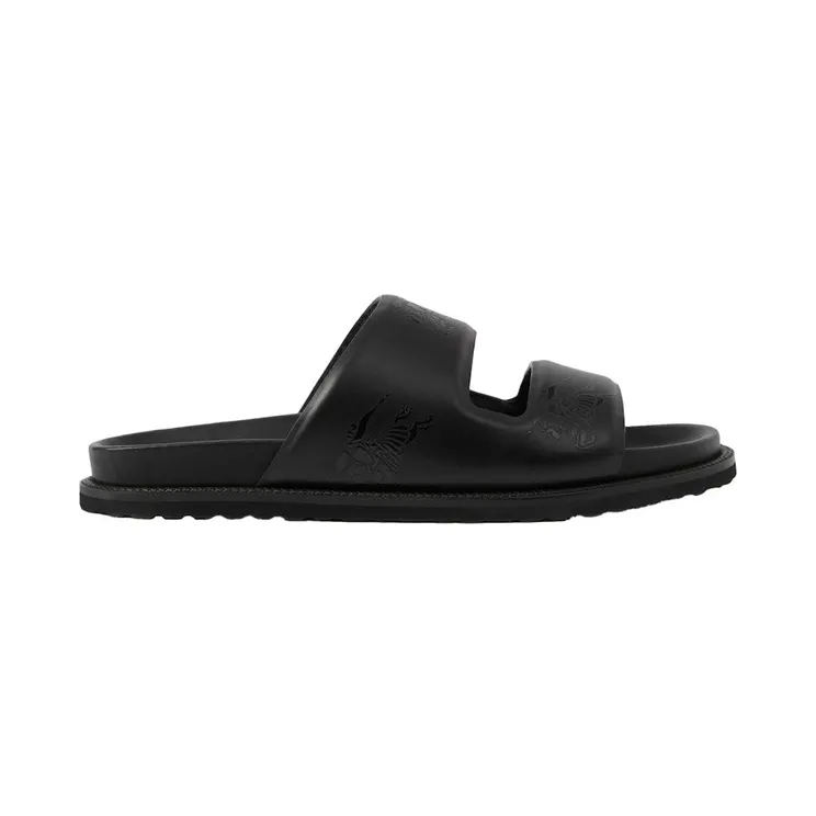 Burberry Embossed EKD Slides Black Leather (80710341)