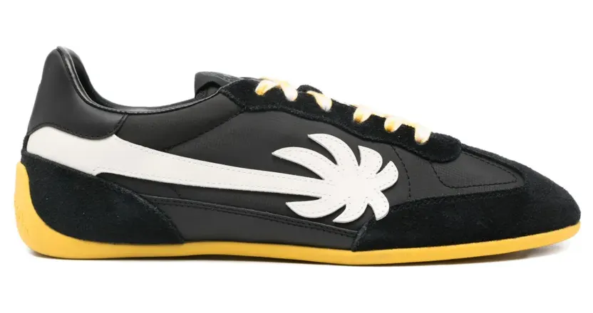 Palm Angels Pa 5 leren met palmboomprint “Black” (PMIA105F25LEA0011001)