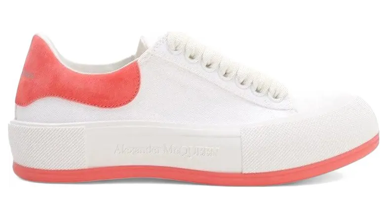 Alexander McQueen Deck Skate Plimsoll Lace-Up White Coral (654593 W4MV7 9097)