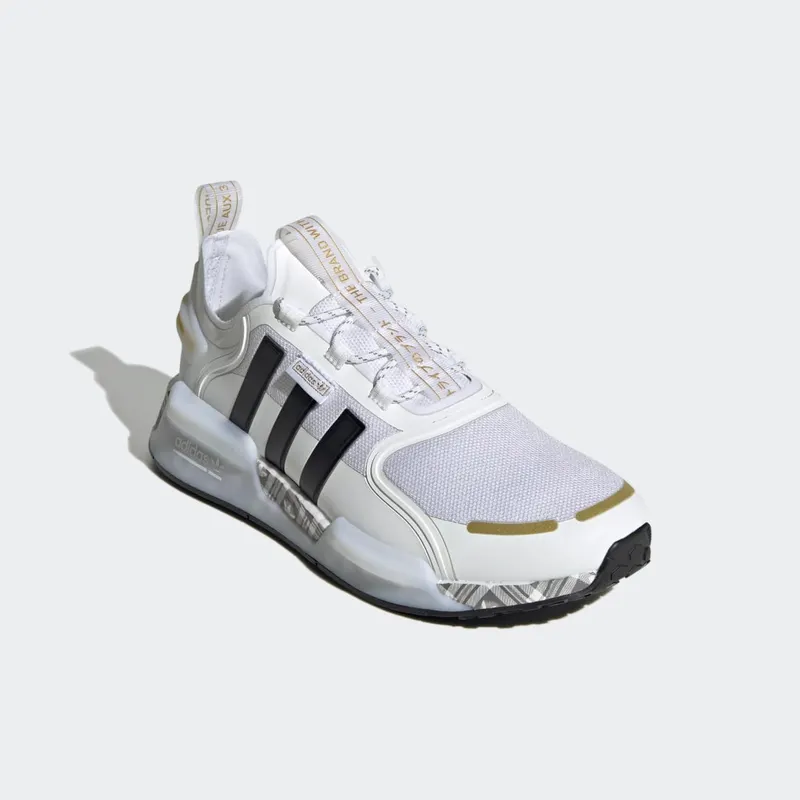adidas NMD_R1 V3 Shoes Cloud White / Core Black / Gold Metallic (ID6712)