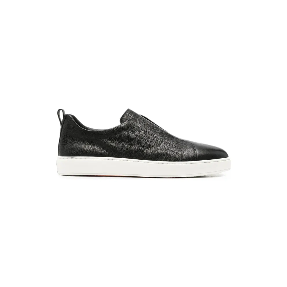 Santoni Victory Slip-on Grained-leather “Black” (MBCD22211BART CKAN01)