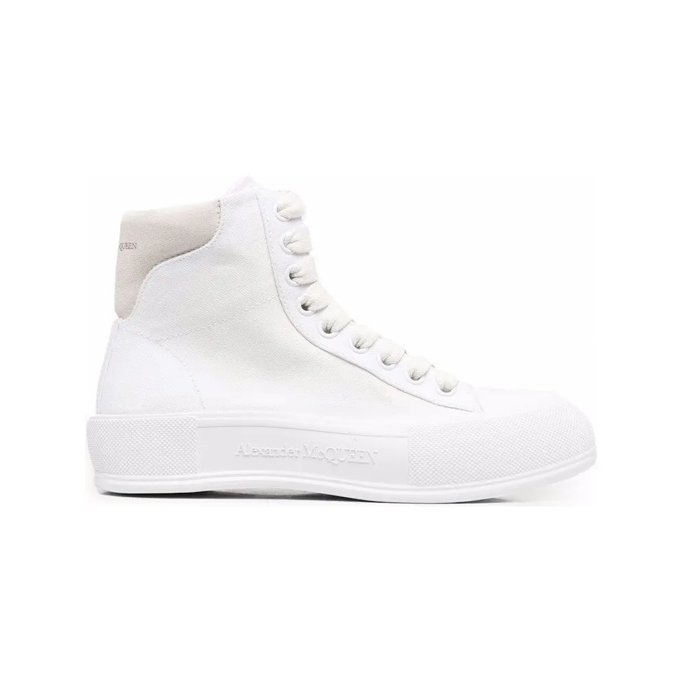 Alexander McQueen Deck Plimsoll High Top Sneaker Optical White (666381W4MV79000)