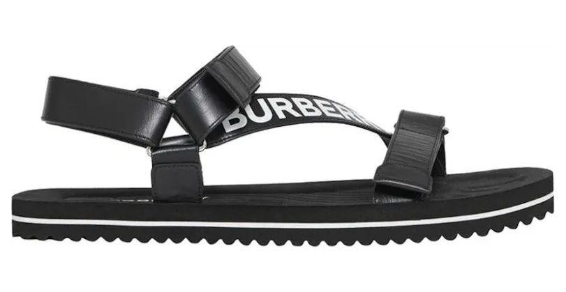 Burberry Logo-Strap Sandal Black Leather (8037172)