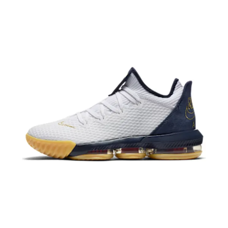 Nike LeBron 16 Low Olympic “White / Midnight Navy / University Red / Metallic Gold” (CI2668-101)