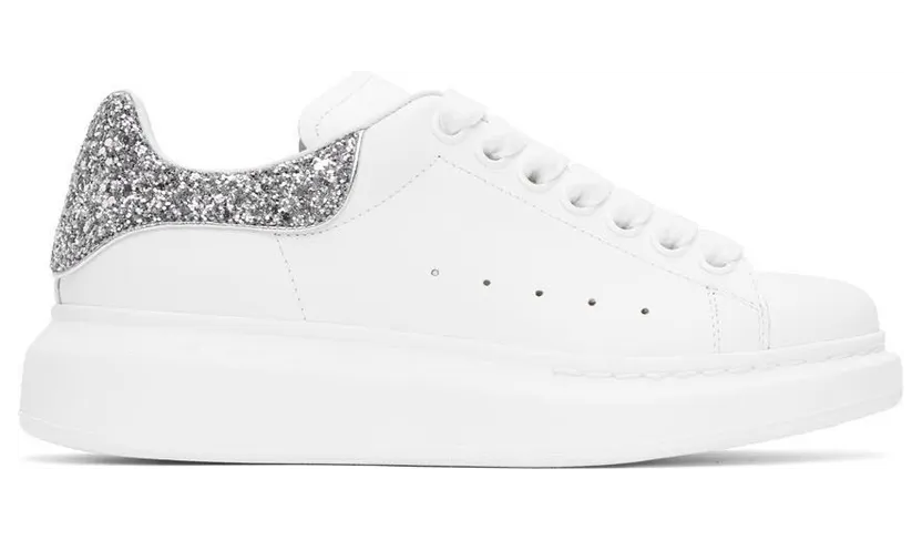 Alexander McQueen SSENSE Exclusive White & Silver Oversized 9071 Silver “Glitter” (558945WHTQ6)