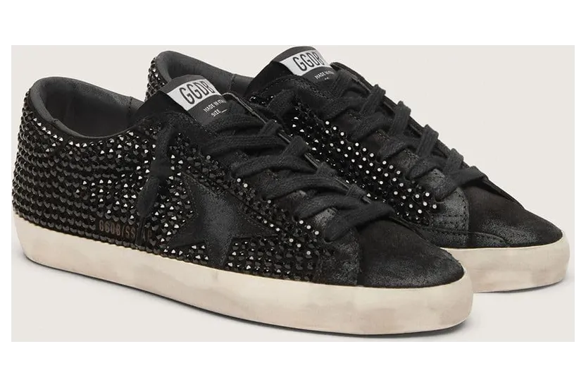 Golden Goose Super-Star In Black Suede With Swarovski Crystals And Black Suede Star (GWF00174.F006317.90100) (2)