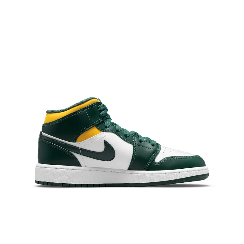 Jordan 1 Mid Sonics (2021) (GS) – “Noble Green / Pollen-white” (554725-371)