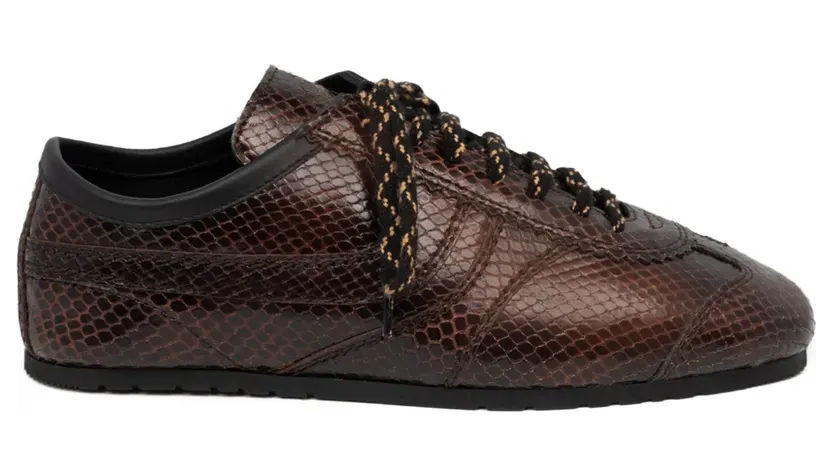 Dries Van Noten Leren met slangen-effect “Brown” (252011721350)