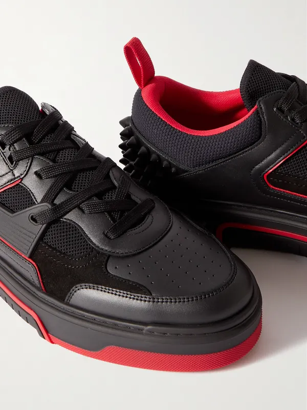 Christian Louboutin Astroloubi Spiked Leather, Suede and Mesh Sneakers Black (1240578) (5)