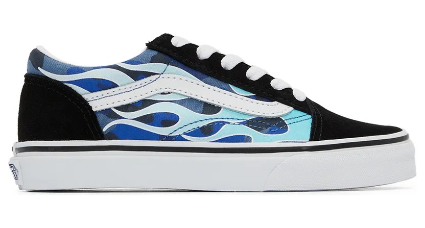 Vans Kids Blue & Black Camo Flame Old Skool Little Kids Sneakers (VN0A7Q5FABW1)