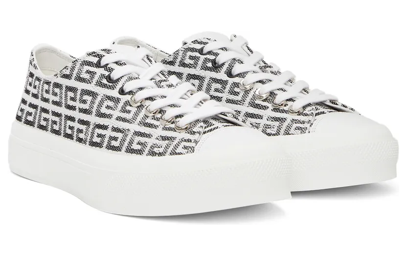 Givenchy Black & White 4G Jacquard City Sneakers (BH006DH158) (4)