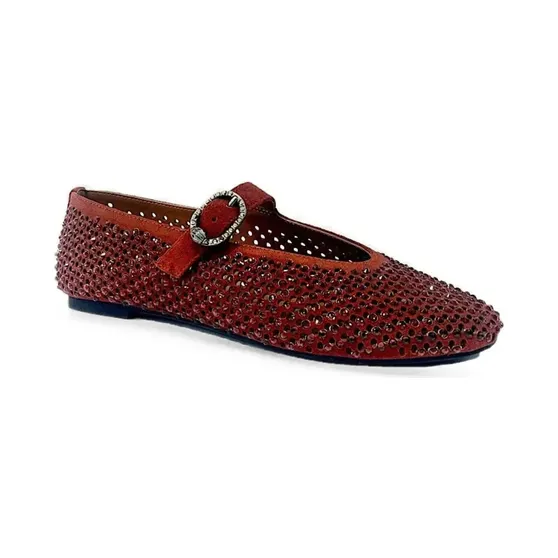Kurt Geiger London Mayfair crystal-embellished buckle-fastening ballet flats “Red” (2656354209)