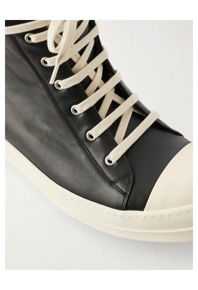 Rick Owens Ramones Full-Grain Leather and Rubber Sneakers Black (RU02F4890) (5)