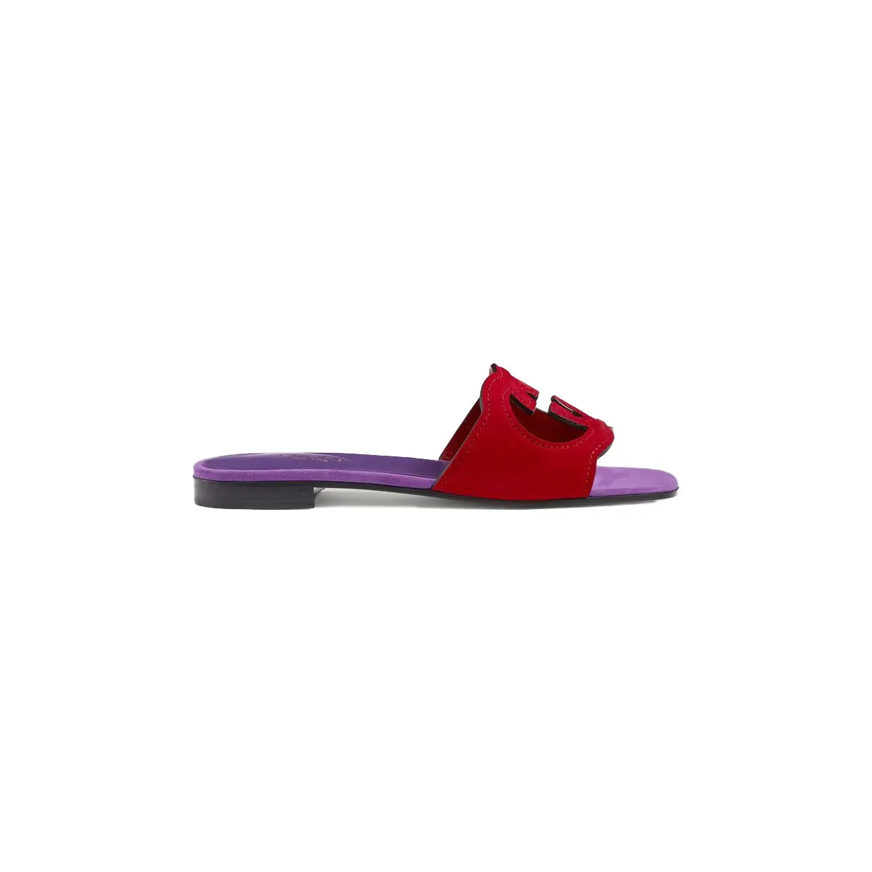 Gucci Interlocking G Cut Slide Sandal Red Purple Suede (_694451 C2000 6500)