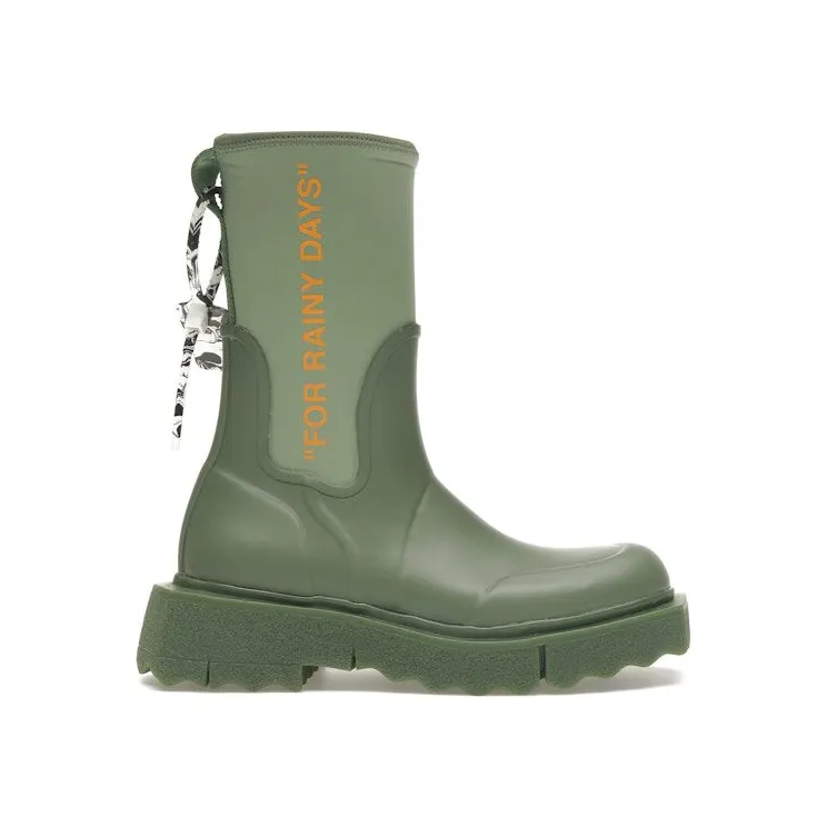 OFF-WHITE Zip-tie Rain Boots Green (OWIA265F21MAT0015720)