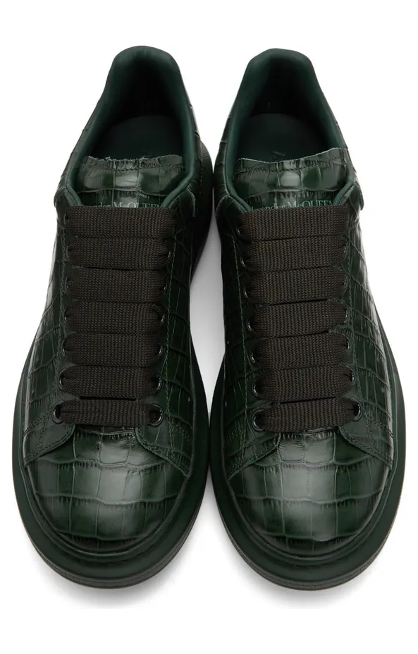 Alexander McQueen Green Croc Oversized Sneakers (553680WIAX1) (5)