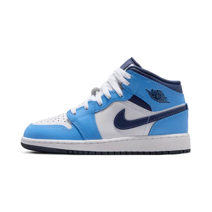 Jordan 1 Mid GS “University Blue / White / Sail / Midnight Navy” (DQ8423-405)