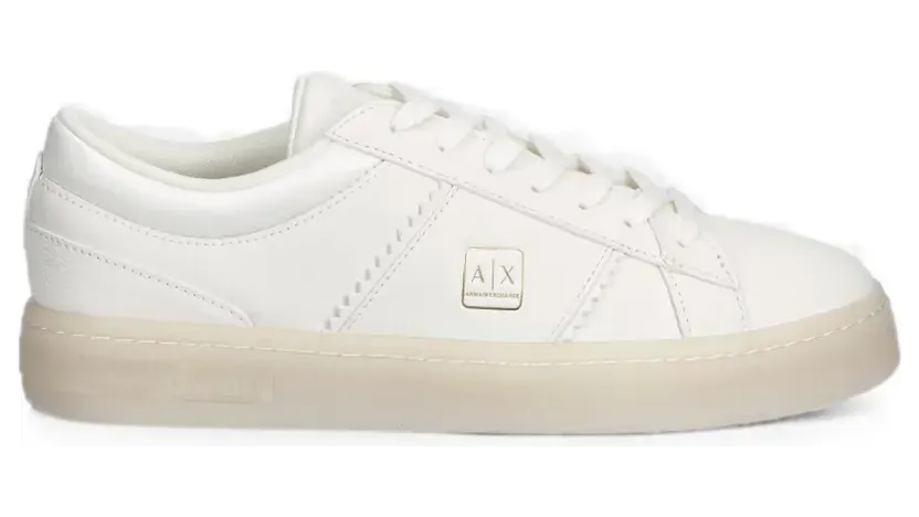 Armani Exchange Sneakers met logoplakkaat en zigzag-stiksel – Wit (XW002782AF25079)