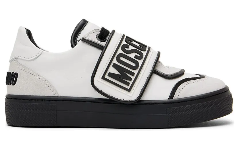 Moschino Kids White & Black Leather Sneakers (71800)