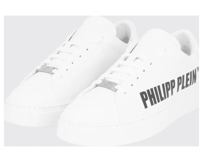 Philipp plein Low-Top Lace-Up Sneakers in Smooth Leather with Printed Logo White (UAESMSC4063PLE005N01)