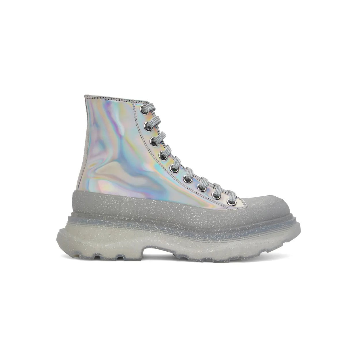 Alexander McQueen Silver Tread Slick High Sneakers (697088W4T71)