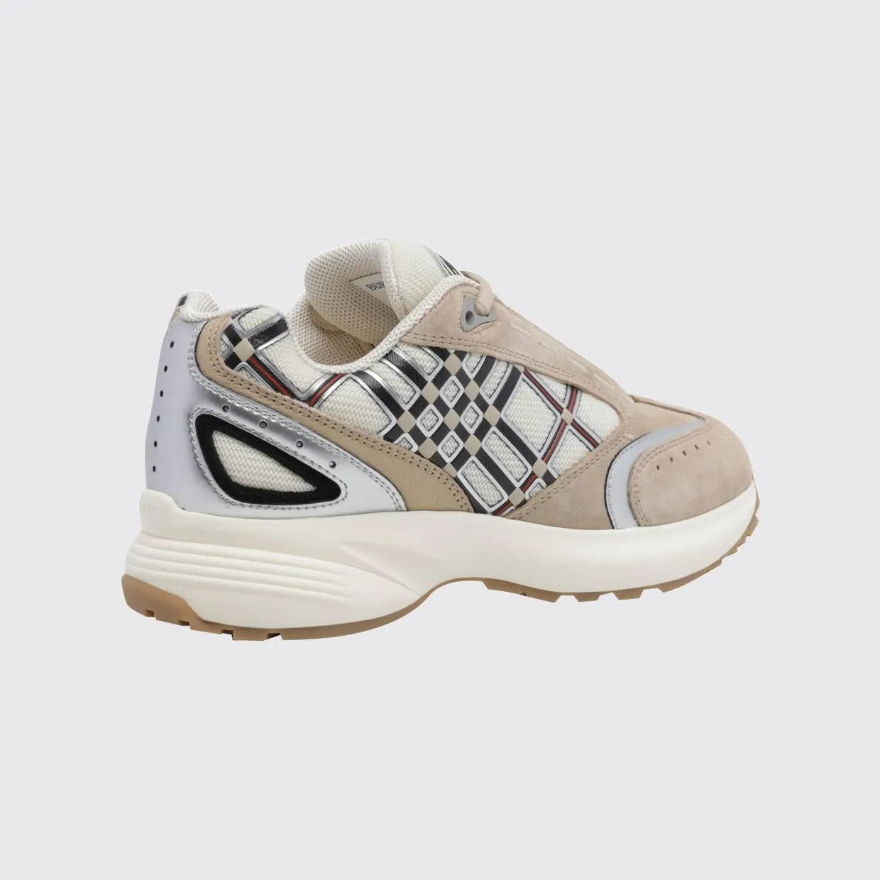 BURBERRY Eclipse Suede and Fabric Check Low-Top Sneakers Beige (8127853) (2)