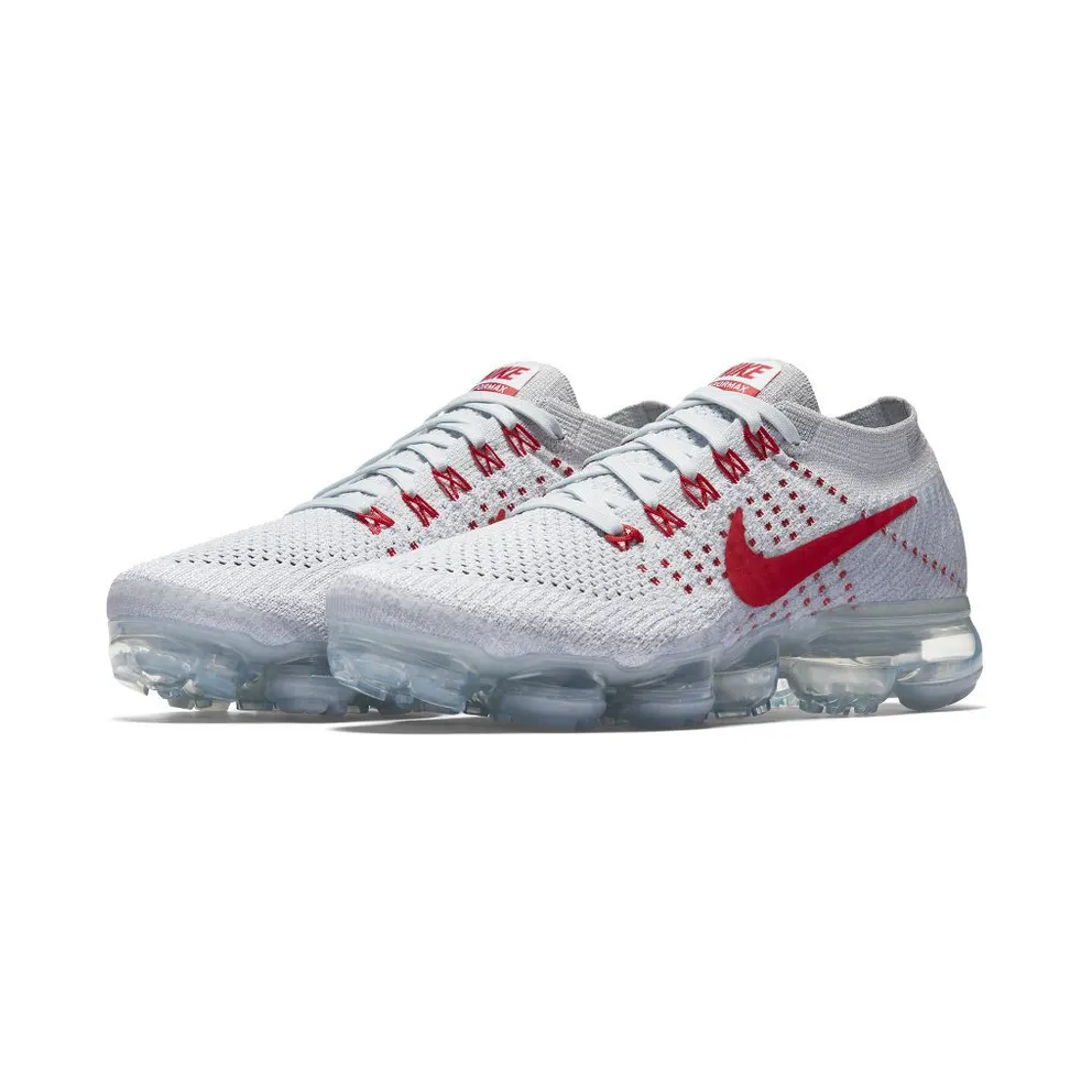 Nike Air VaporMax Pure Platinum University Red (W) Pure Platinum/University Red-Wolf Grey (849557-060)
