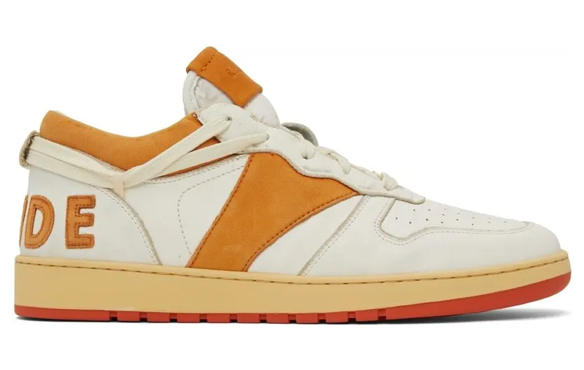 Rhude SSENSE Exclusive White & Orange Rhecess Low Sneakers (RHSS22FO23178562)