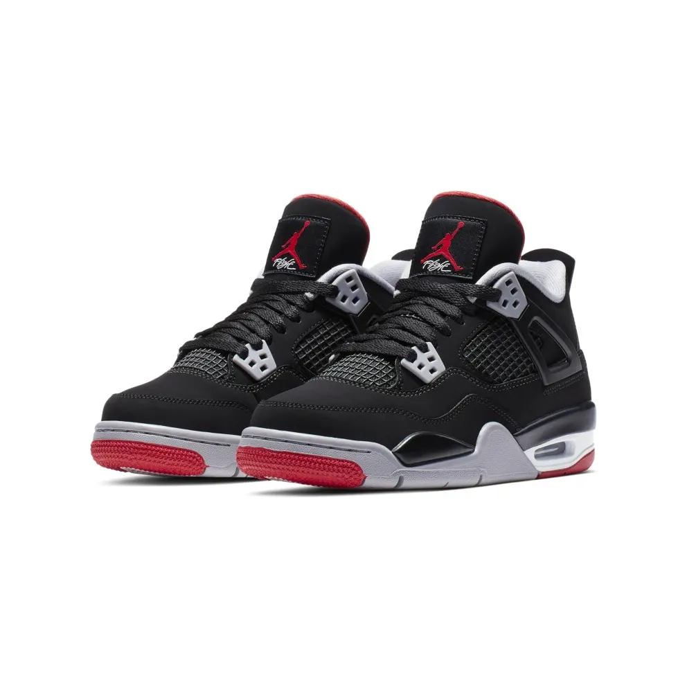 Jordan 4 Retro Bred 2019 (GS) Black/Fire Red-Cement Grey-Summit White (408452-060)