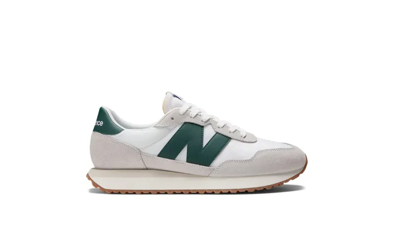 New Balance White & Green 237 Sneakers (MS237RF)