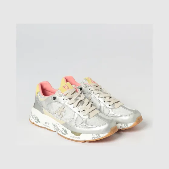 Premiata Mased Laminated Leather and Nylon Sneakers Silver (MASED8115)