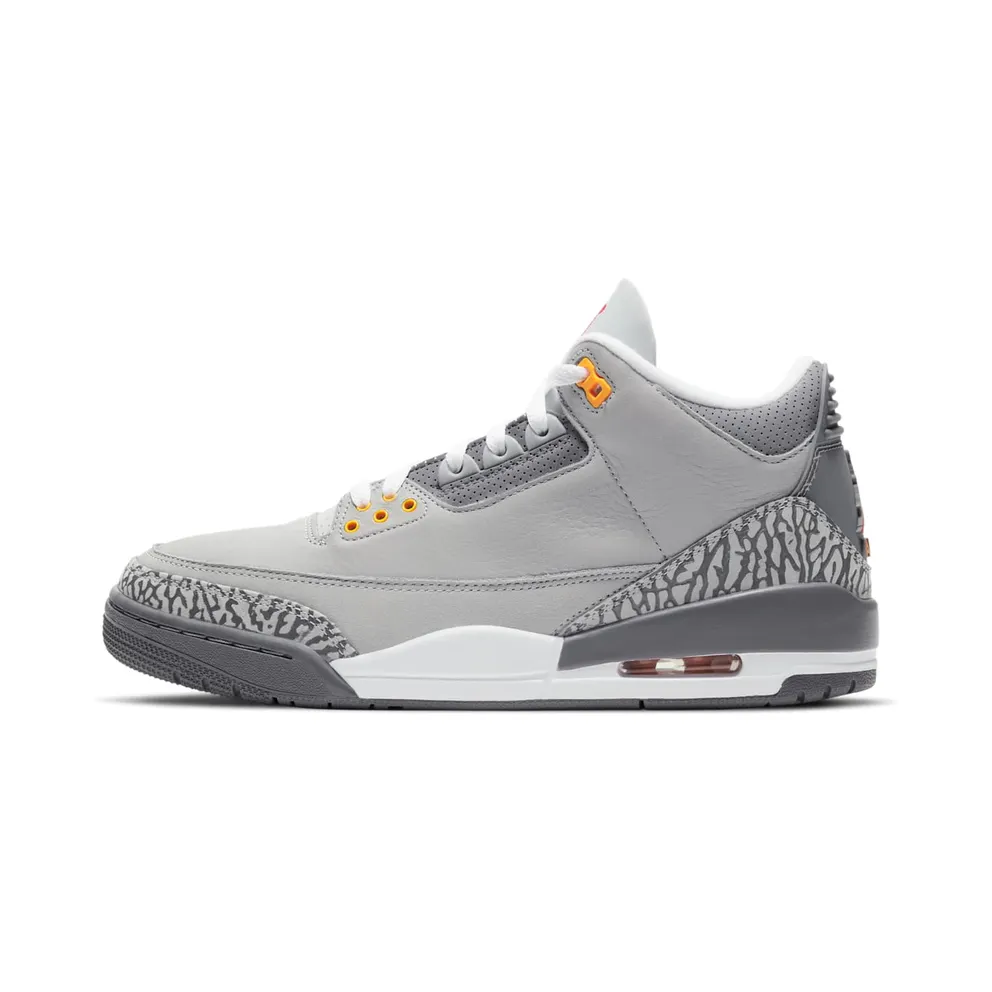 Jordan 3 Retro Cool Grey (2021) Silver/Light Graphite-Orange Peel-Sport Red (CT8532-012)