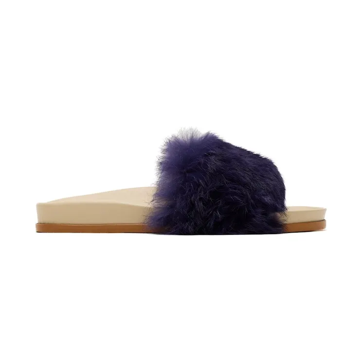 Buscemi Fur Clot Leather Slide Purple (318SWSLICOCT0R-0059)
