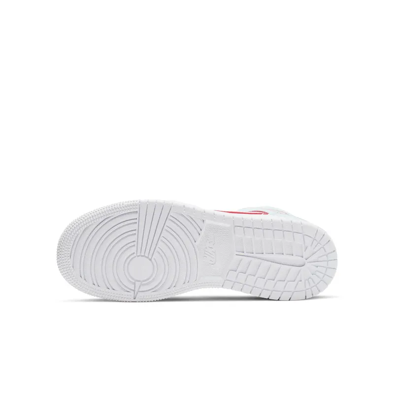 Jordan 1 Mid White Topaz Mist (GS) White/University Red-Topaz Mist-Ember Glow (555112-104)