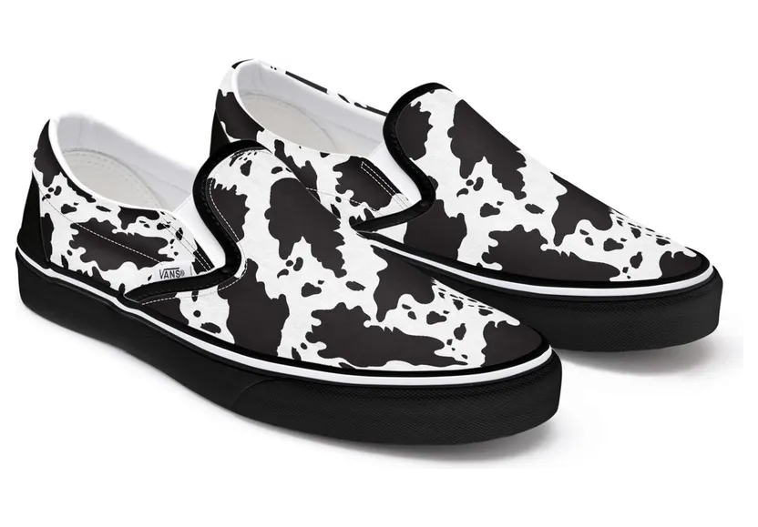 VANS Gepersonaliseerde Cow Print Slip-on Zwart (VN0A3CST117)