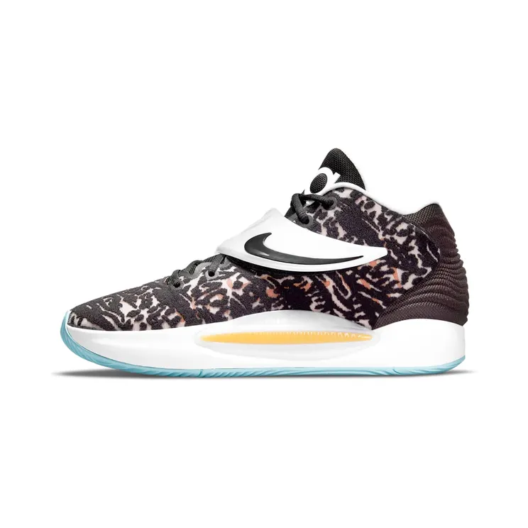 Nike KD 14 Floral (2021) “Black / Copa / Orange Trance / White” (CW3935-001)