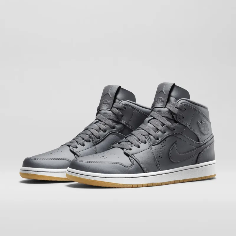 Jordan 1 Retro Mid Nouveau Cool Grey Cool Grey/White/Gum Light Brown (629151-007)