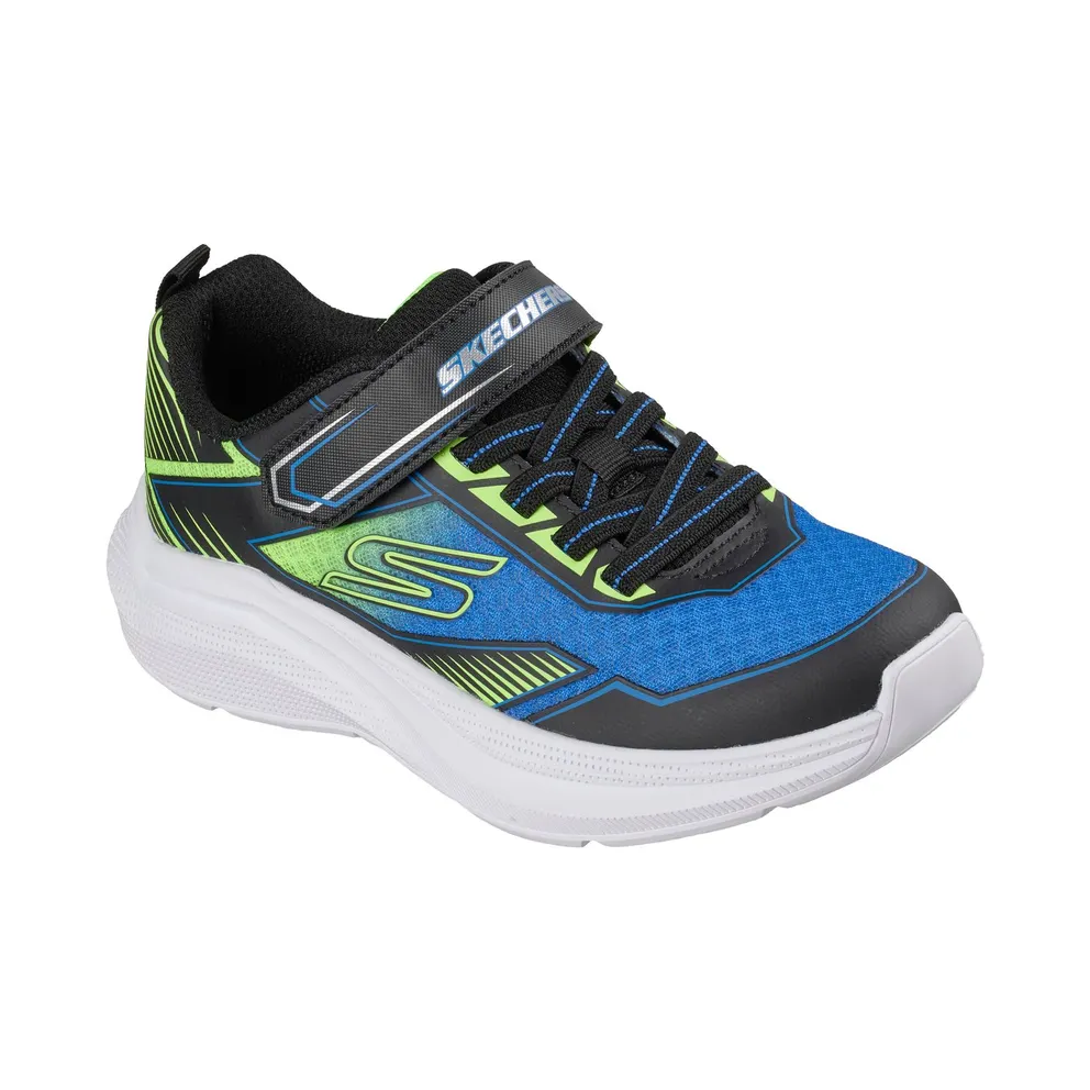 Skechers Microspec Velocity – Grid-Drift Sneaker Black/Blue/Limoen