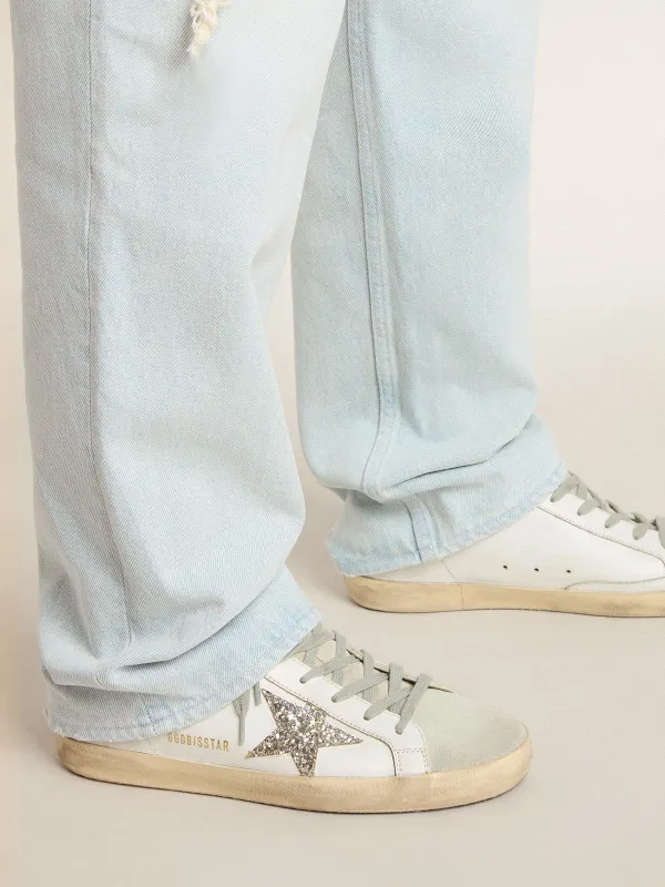 Golden Goose Super-Star Sabot With A Platinum Glitter Star And Suede Tongue (GWF00110.F001722.81194) (3)