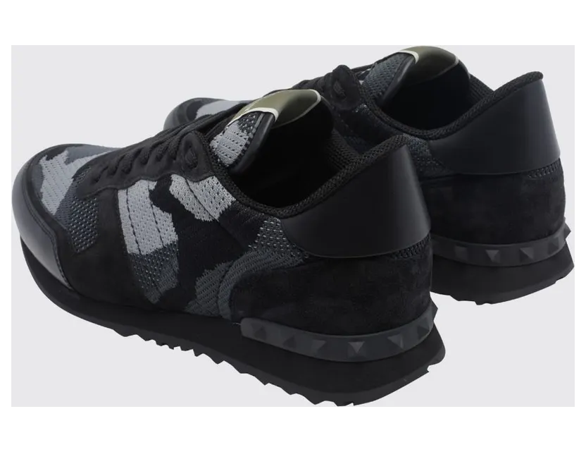 Valentino garavani Rockrunner Camouflage Leather and Mesh Sneakers Black (S0723QRK52V) (2)