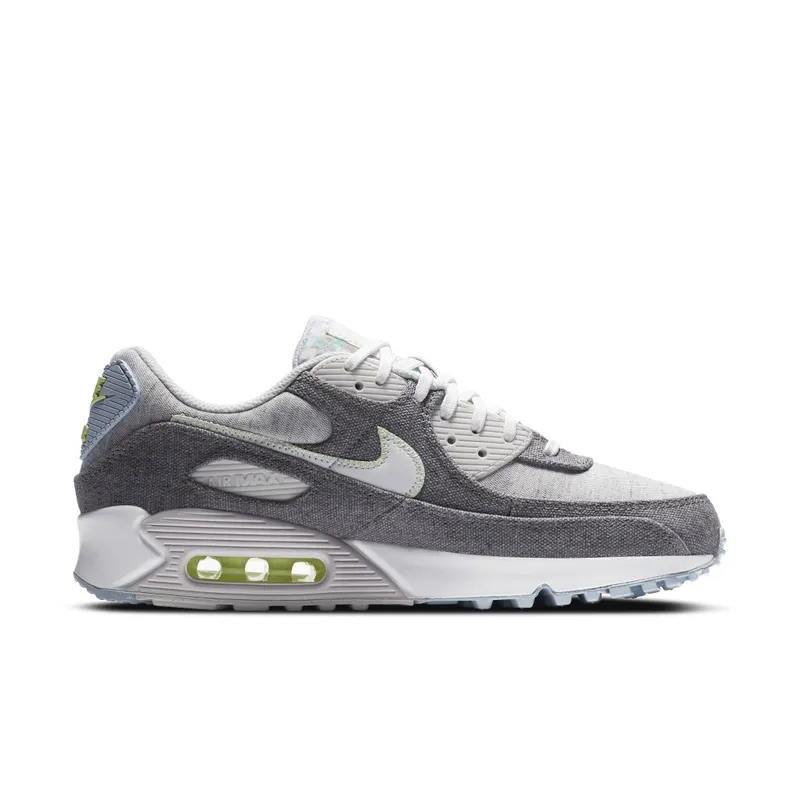 Nike Air Max 90 Recycled Canvas Vast Grey/Barely Volt-Celestine Blue-White (CK6467-001)