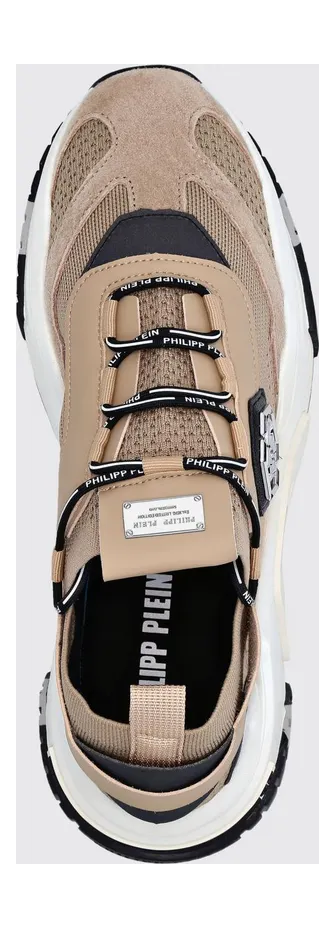 Philipp plein Predator Suede Sneakers with Monogram Pattern and a Chunky Sole Beige (AAASUSC0096PTE003N06) (4)