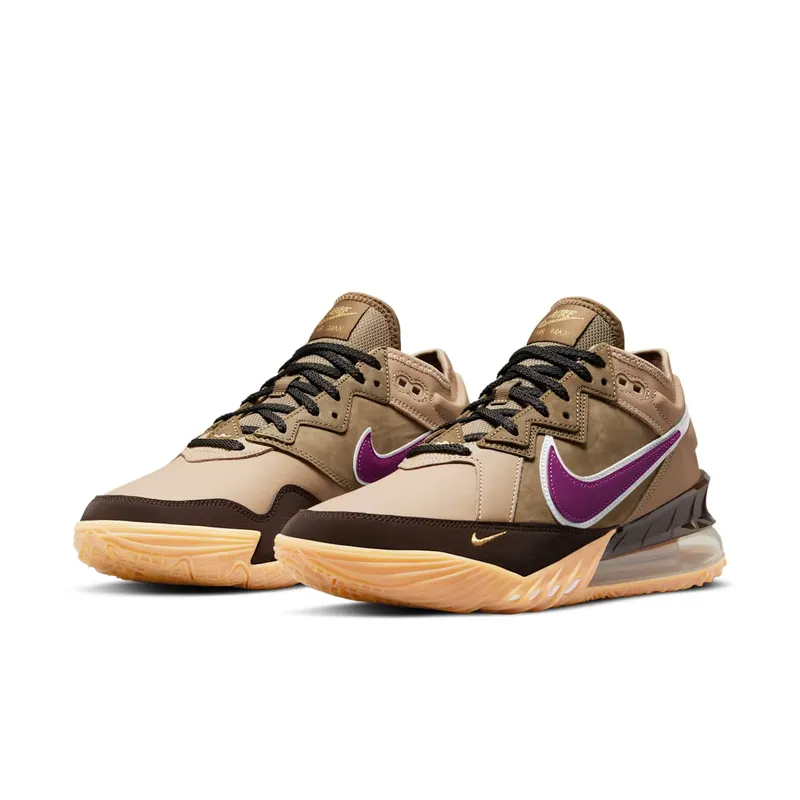 LeBron 18 Low atmos Viotech – “Khaki / Viotech / Dark Mocha / Metallic Gold” (CW3153-200)