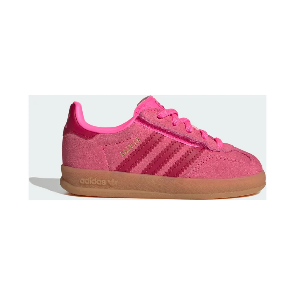 Adidas GAZELLE INDOOR COMFORT CLOSURE ELASTIC LACE Shoes Lucid Pink / Team Victory Red / Gold Metallic (KJ2304)