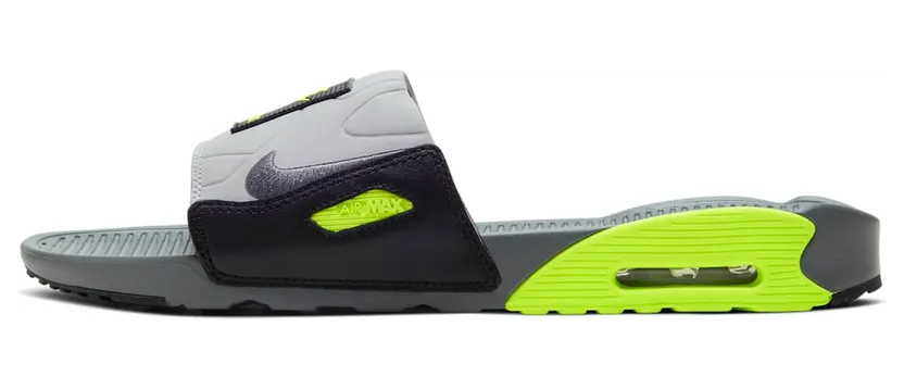 Nike Air Max 90 Slides “Smoke Grey / Volt / Black” (BQ4635-001)