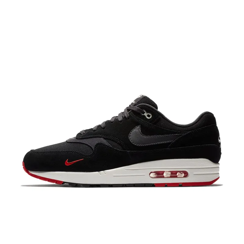 Nike Air Max 1 Mini Swoosh Bred Black/Oil Grey-University Red (875844-007)
