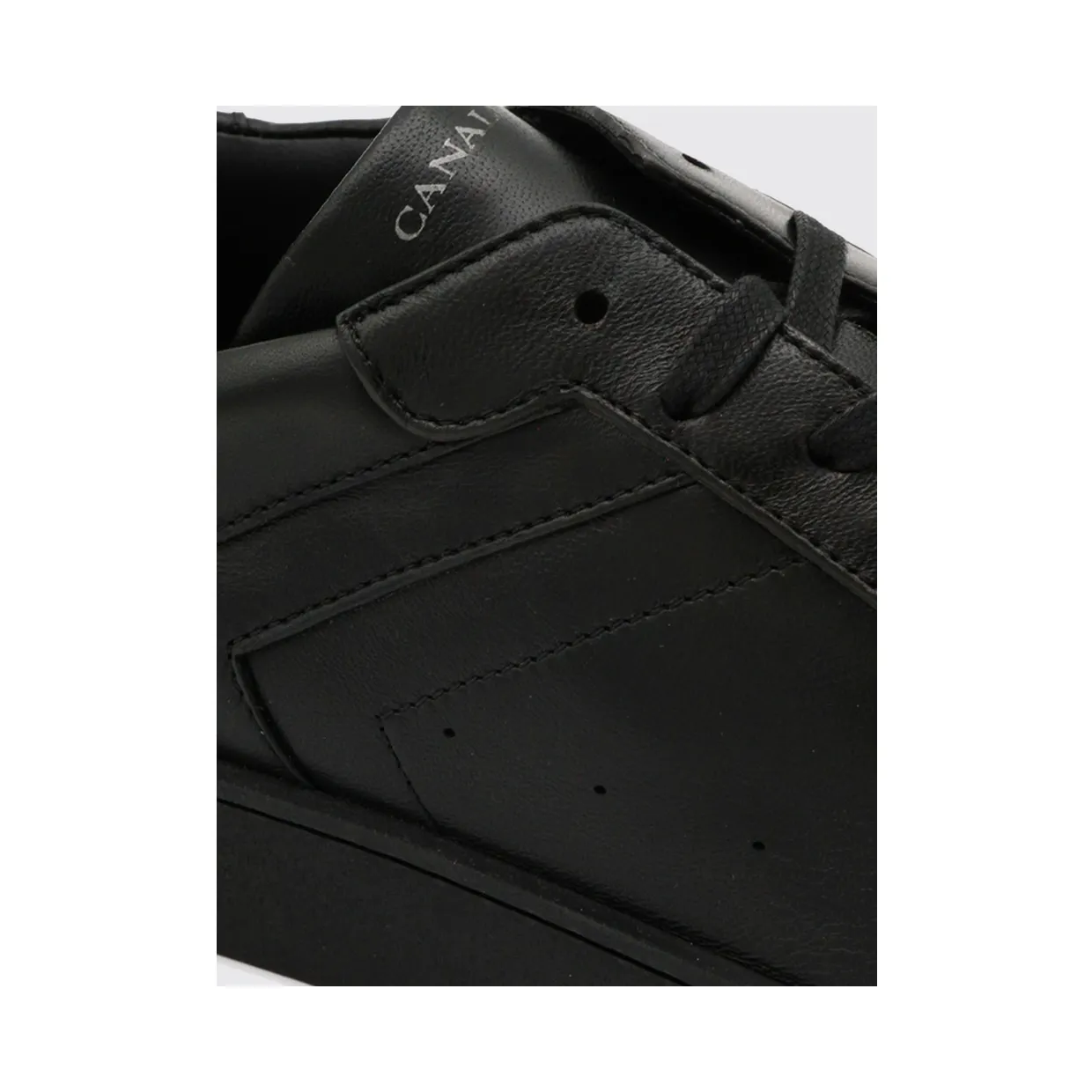 Canali Low-Top Trainers in Two-Tone Smooth Leather with Laminated Logo Black (491213RA01019110) (3)