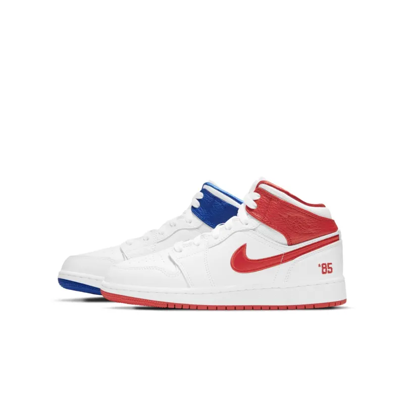 Jordan 1 Mid 85 (GS) White/Red/Blue (DH0200-100)
